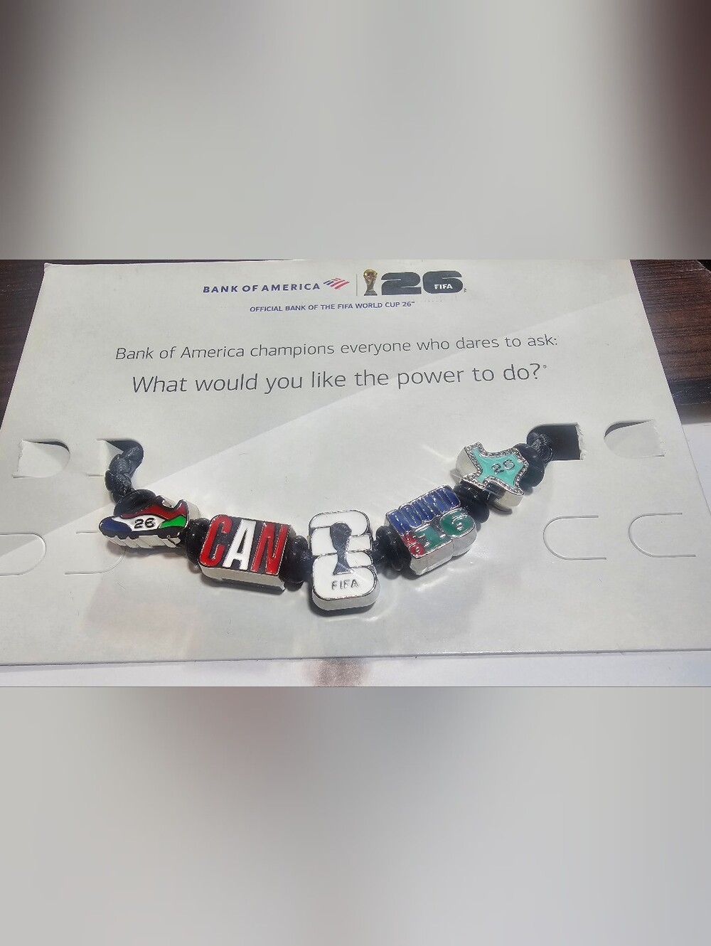 FIFA World Cup 26 Black Beaded Charm Bracelet with Multicolor Enamel Charms